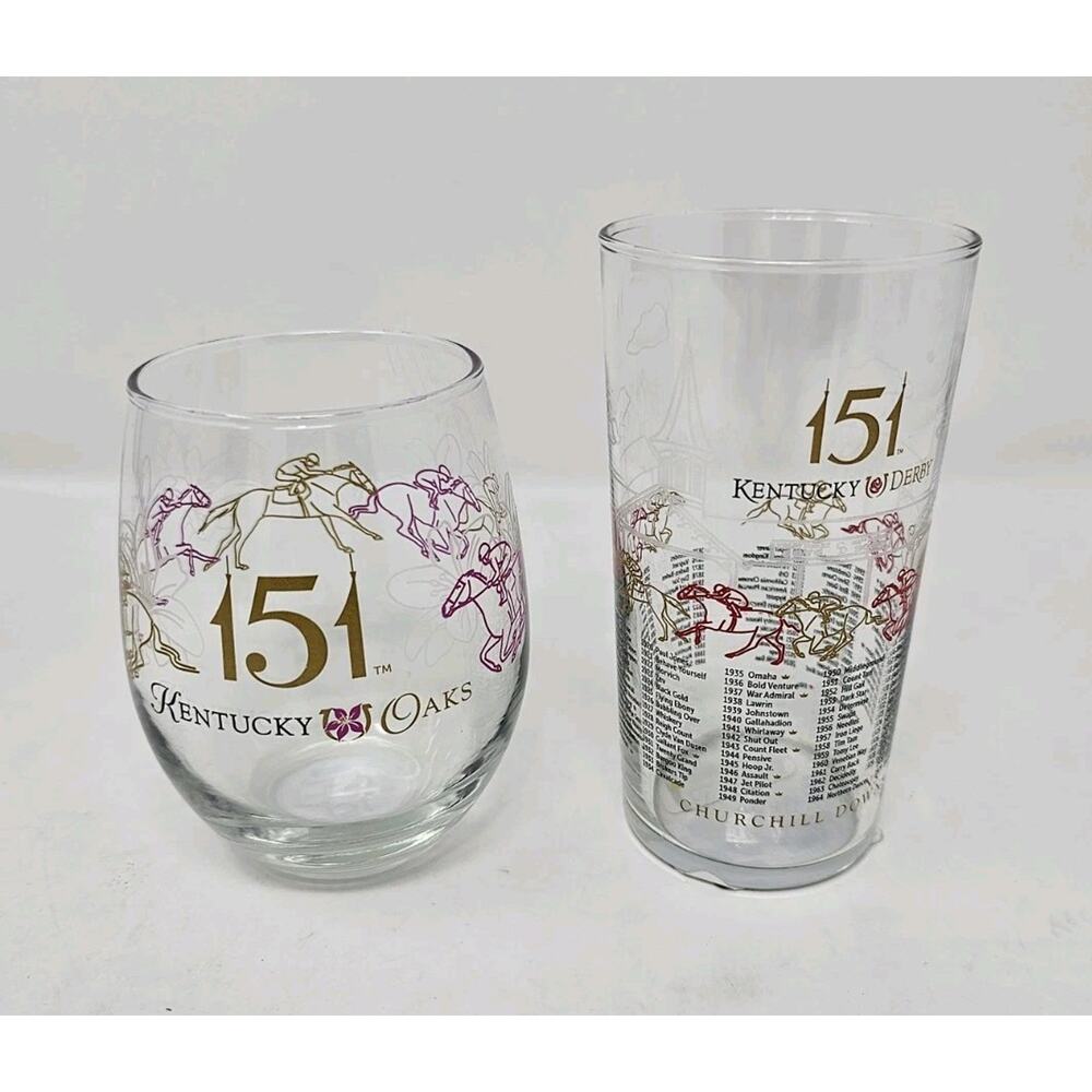 2025 Kentucky Derby 151 Mint Julep Glass & Kentucky Oaks Glass Set